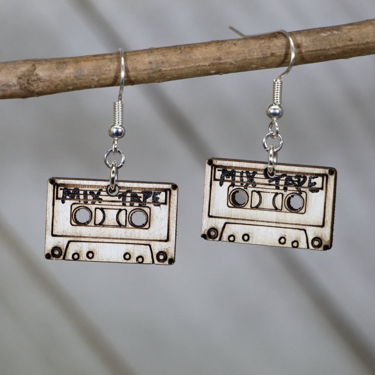 Cate's Concepts — Retro Cassette Tape Wooden Dangle Earrings