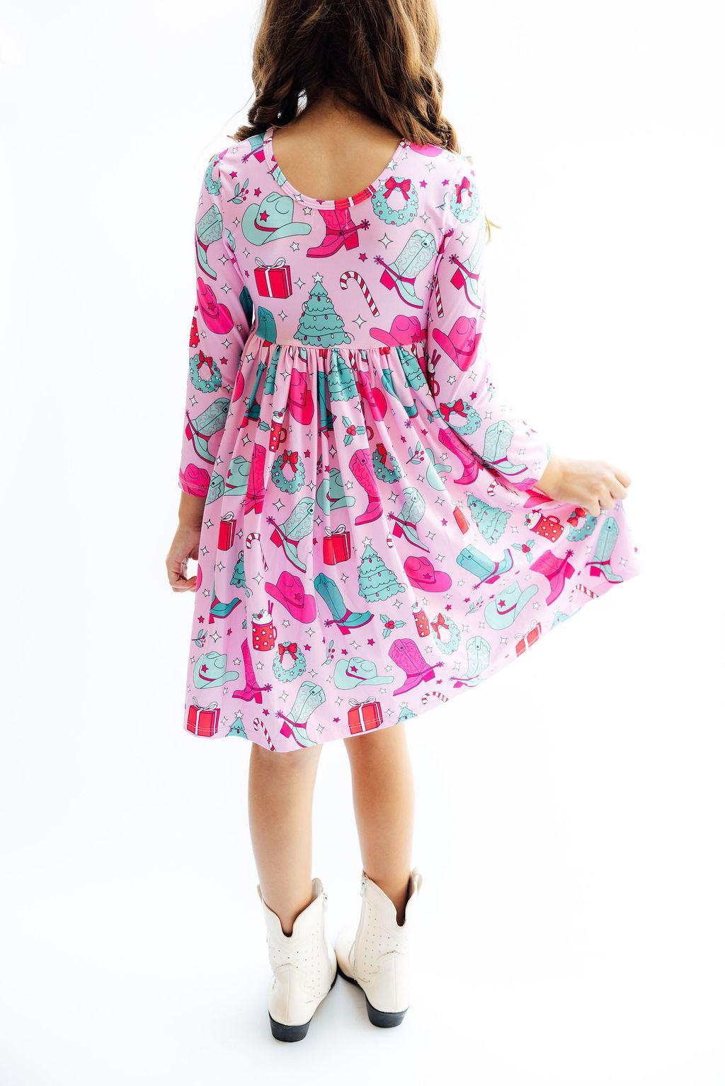Mila & Rose® — Christmas Cowgirl Long Sleeve Twirl Dress