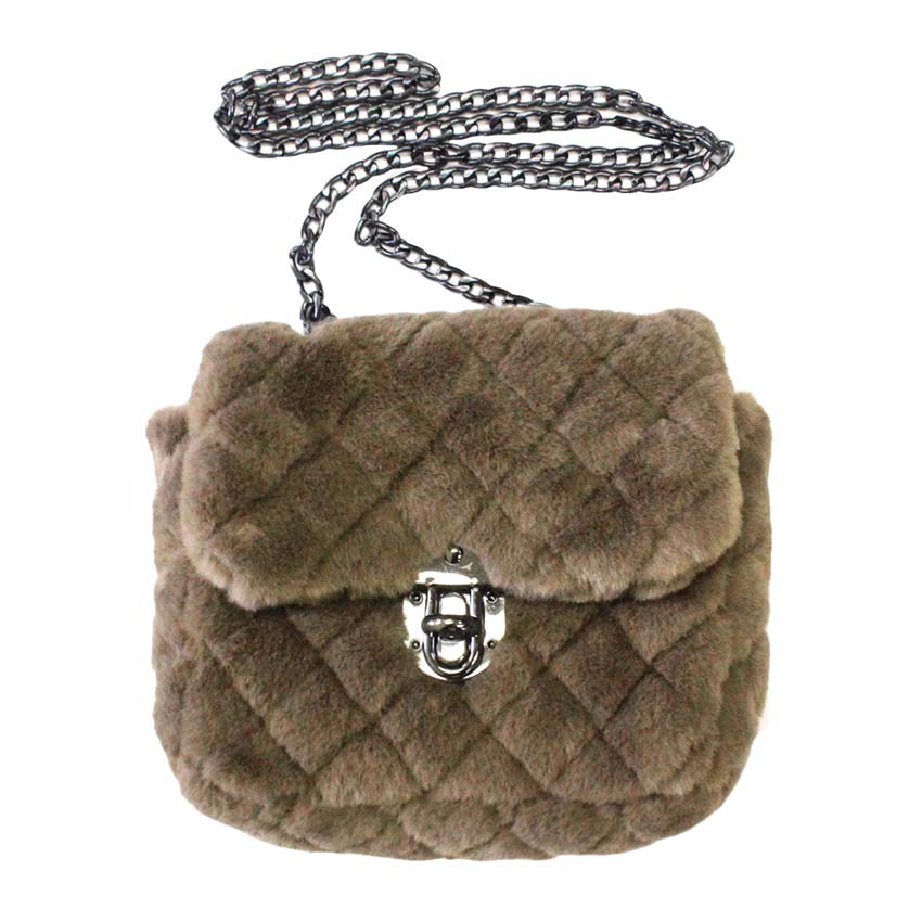 Madeline Love — Solid Faux Fur Crossbody Bag