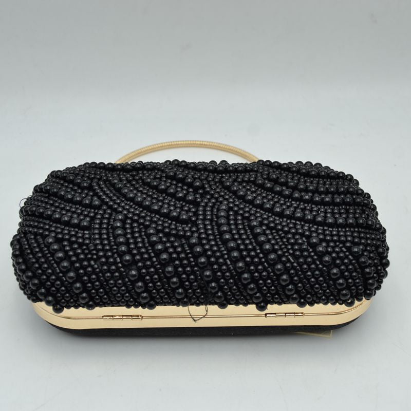 Pearl Embellished Evening Clutch with Top Handle