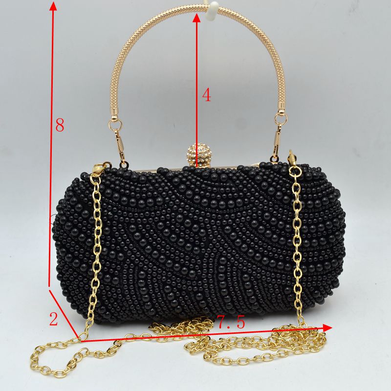 Pearl Embellished Evening Clutch with Top Handle
