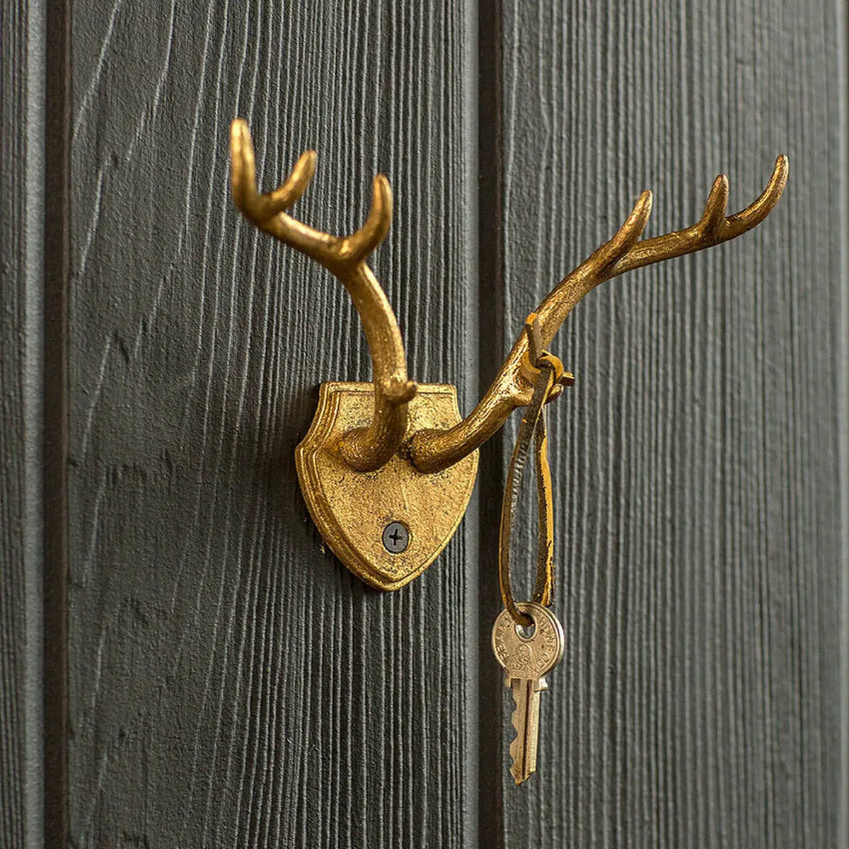 Cast Iron Gold Leaf Antler Wall Hook