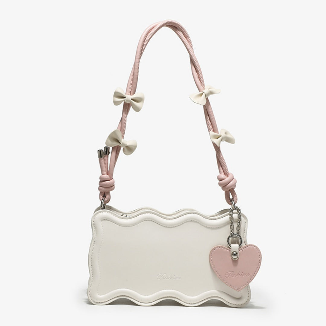 Bow Charm Scalloped Shoulder Bag – Women's Hobo Bag