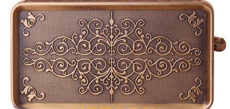 STEVVEX Decor Antique Brass Toilet Paper Holder with Phone Shelf