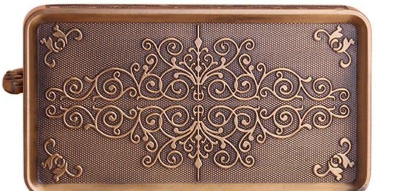 STEVVEX Decor Antique Brass Toilet Paper Holder with Phone Shelf