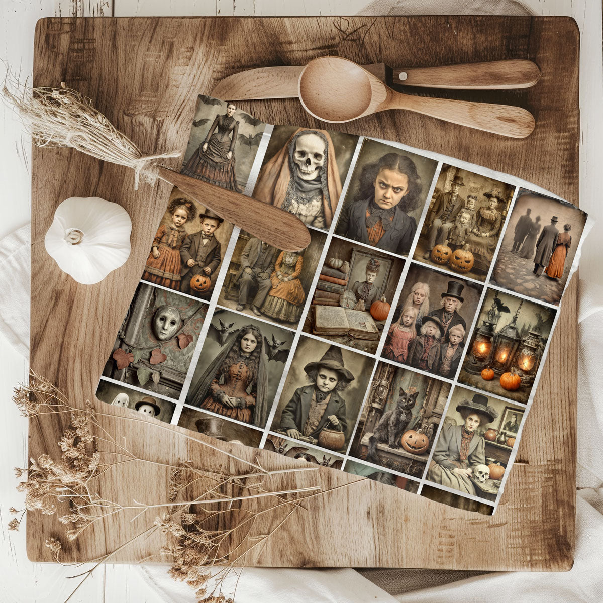 Vintage Halloween Creepy Picture Dish Towel