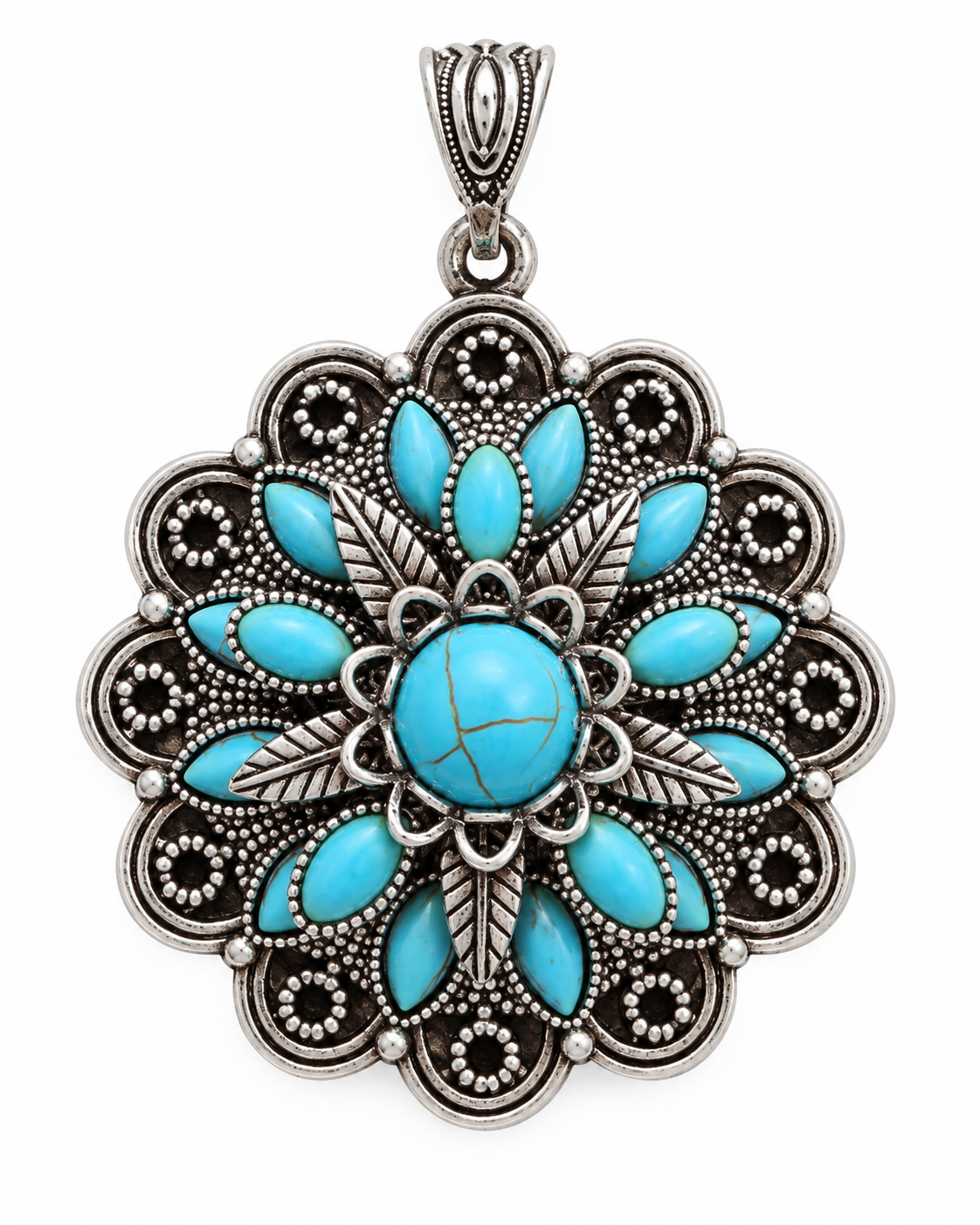 Desert Bloom Turquoise-Tone Western Statement Necklace
