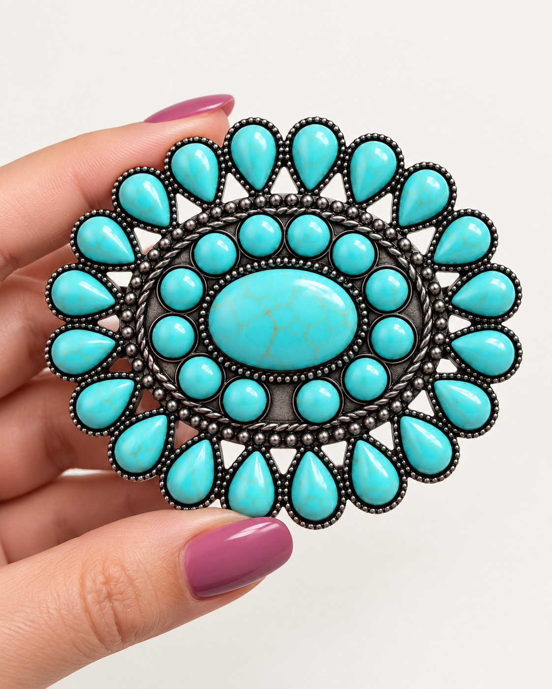 Desert Halo Turquoise-Tone Western Hair Barrette