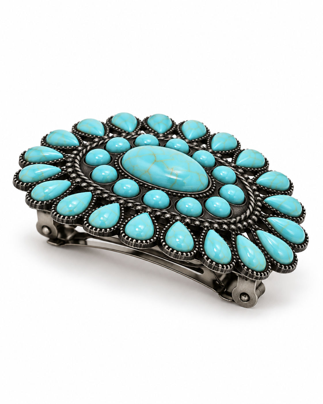 Desert Halo Turquoise-Tone Western Hair Barrette