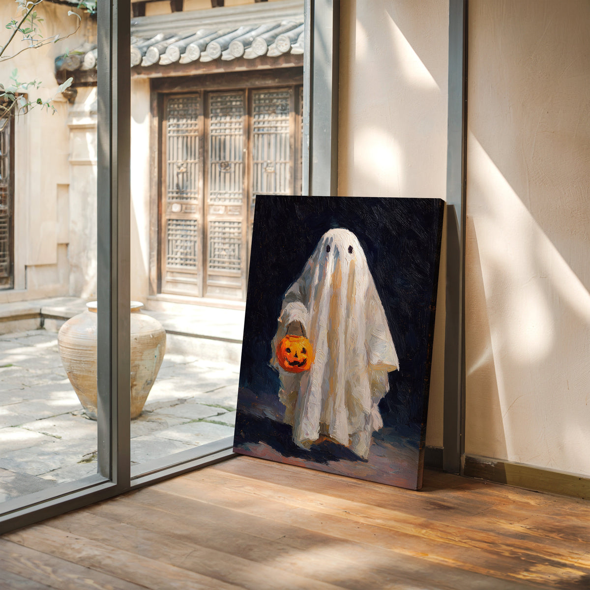 Harvest Moon & Mischief Ghost Halloween Wall Art