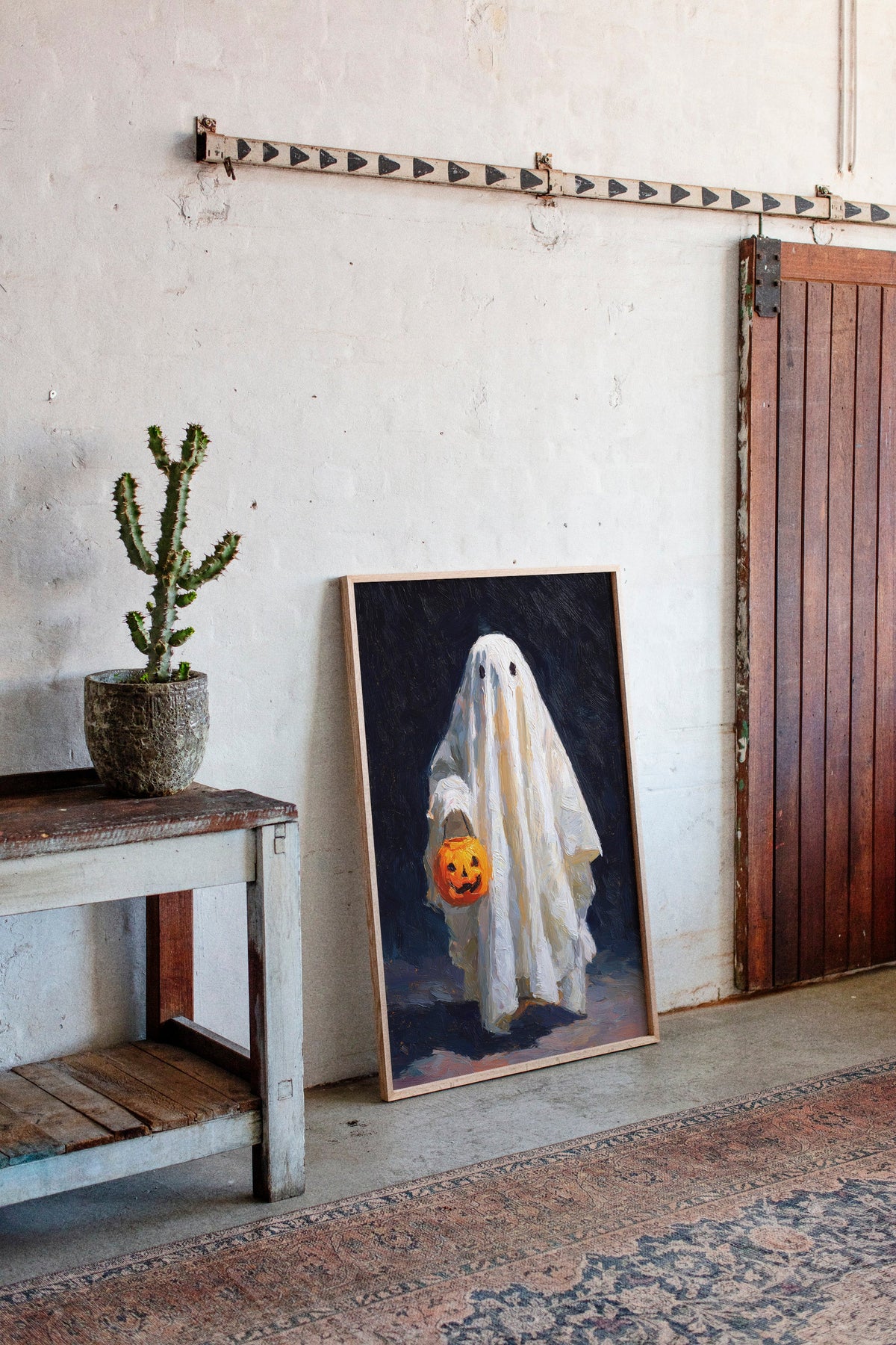 Harvest Moon & Mischief Ghost Halloween Wall Art