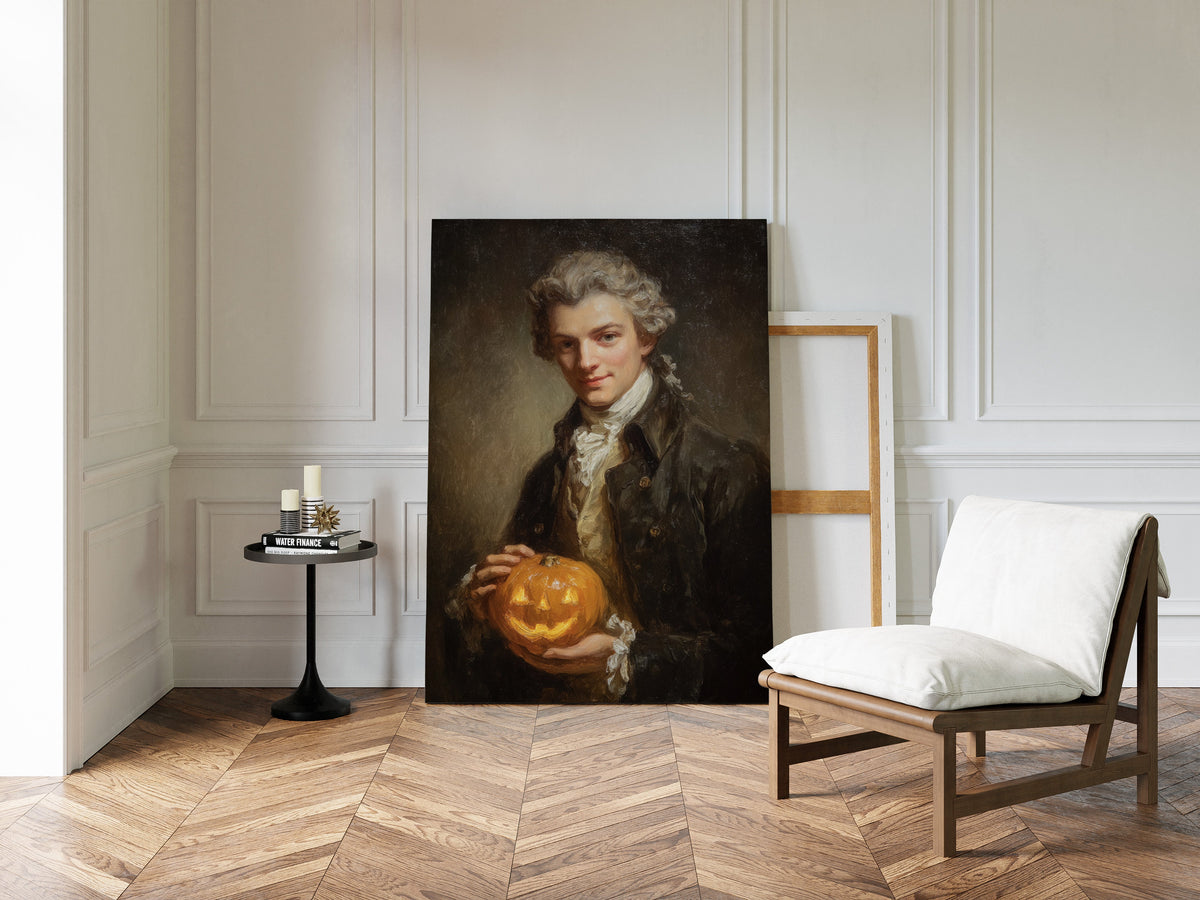 A Smile Beneath the Lantern's Glow – Halloween Wall Art