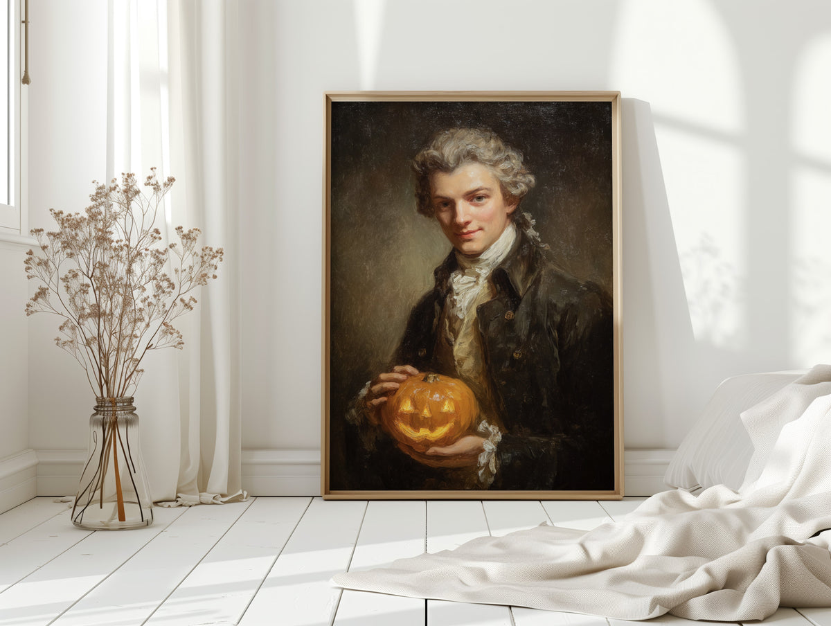 A Smile Beneath the Lantern's Glow – Halloween Wall Art