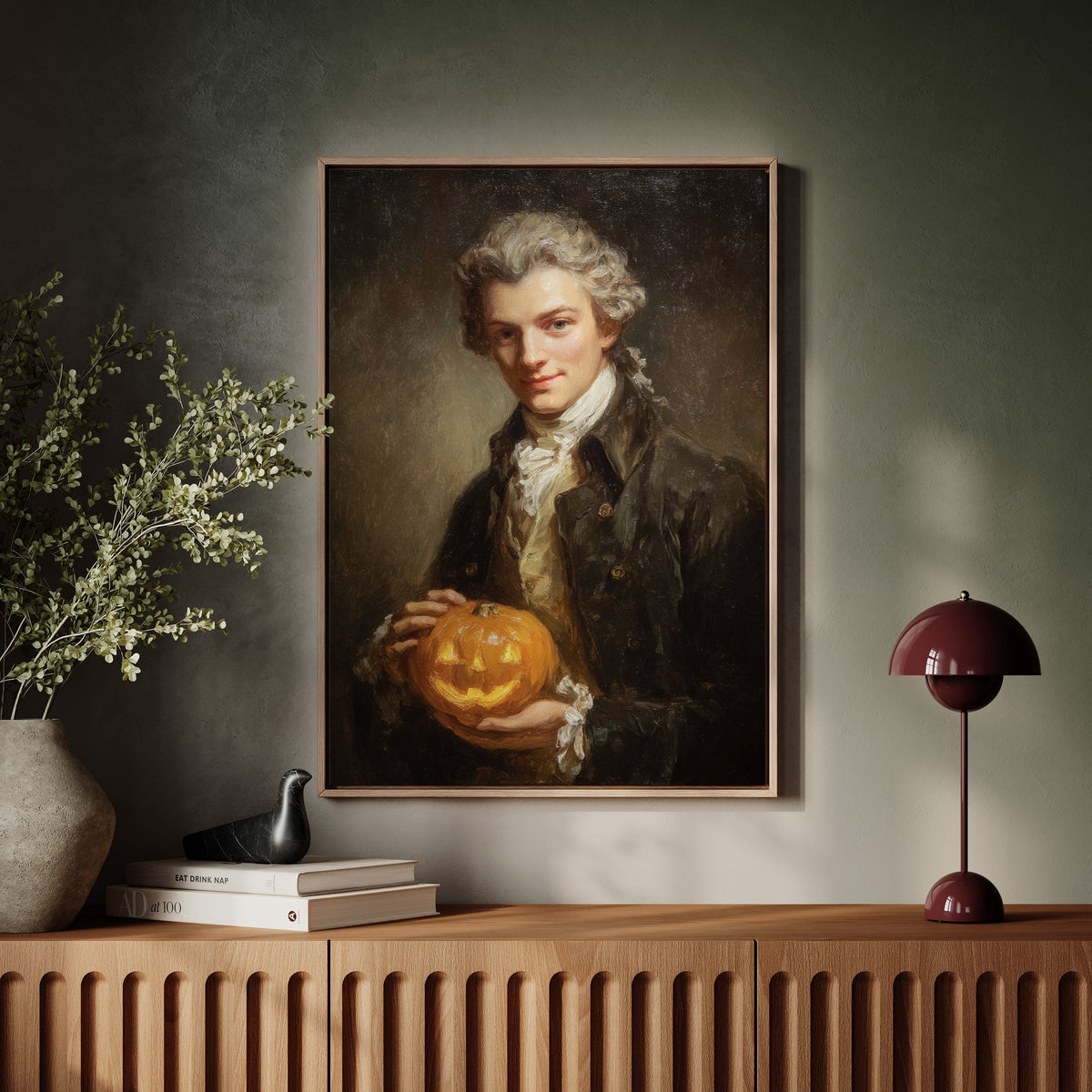 A Smile Beneath the Lantern's Glow – Halloween Wall Art