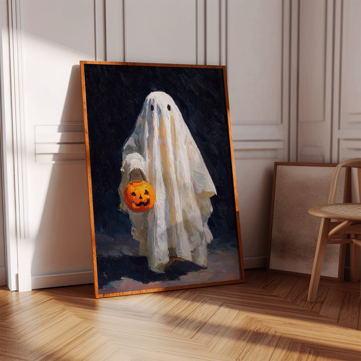 Harvest Moon & Mischief Ghost Halloween Wall Art