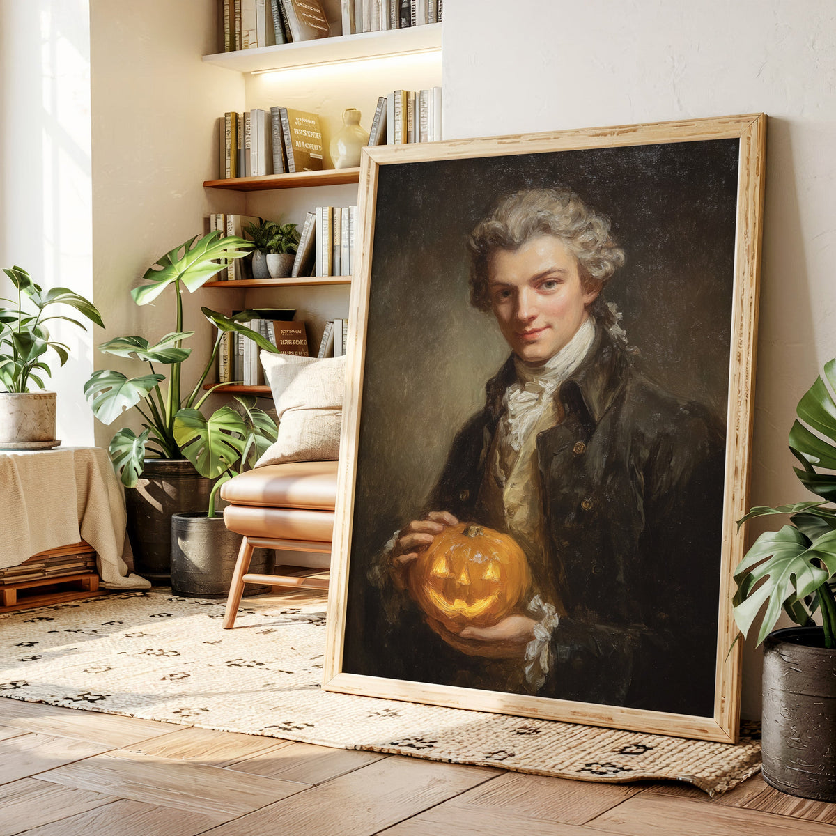 A Smile Beneath the Lantern's Glow – Halloween Wall Art