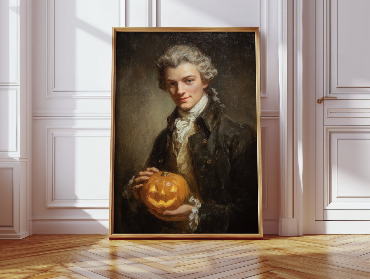 A Smile Beneath the Lantern's Glow – Halloween Wall Art