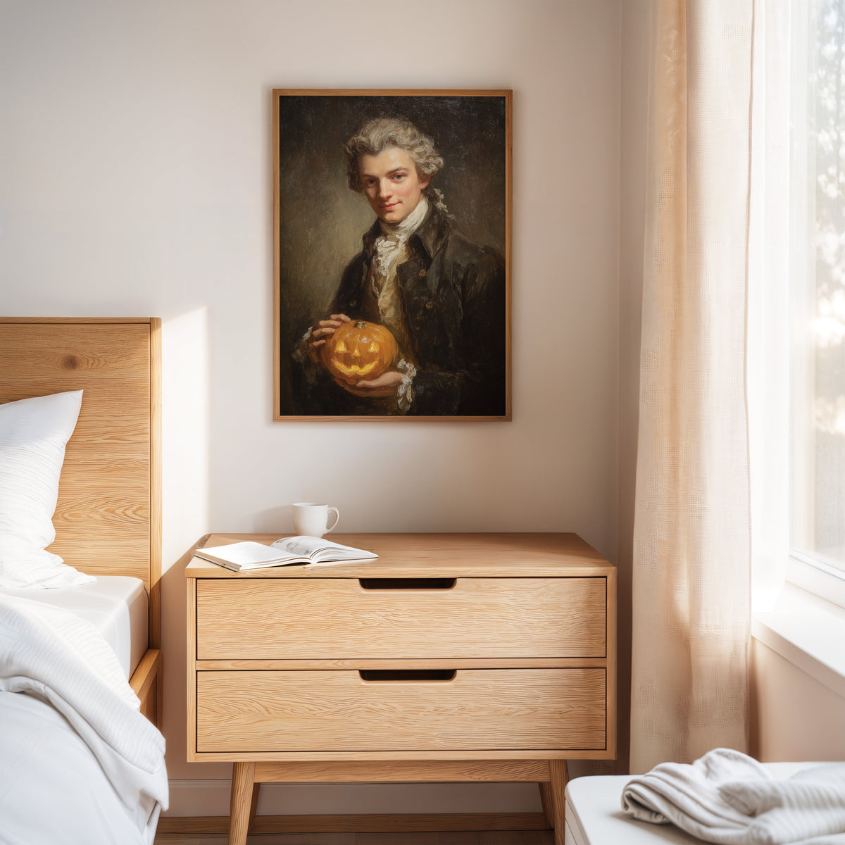 A Smile Beneath the Lantern's Glow – Halloween Wall Art