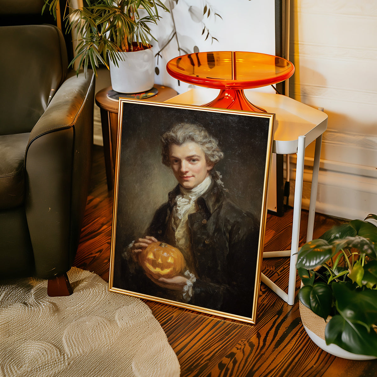 A Smile Beneath the Lantern's Glow – Halloween Wall Art