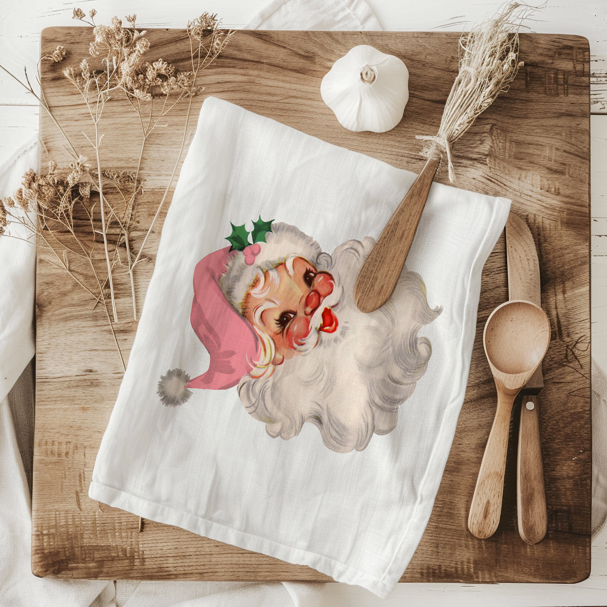 Gia Roma — Pink Santa Vintage Kitchen Towel