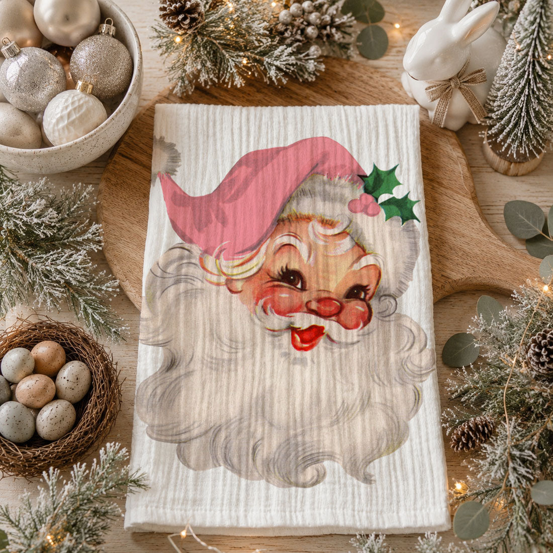 Gia Roma — Pink Santa Vintage Kitchen Towel