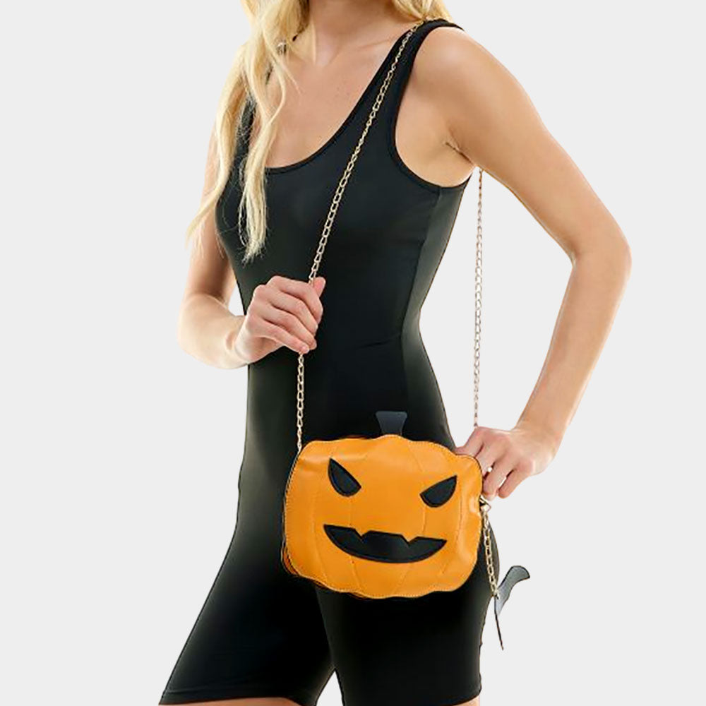 Halloween Pumpkin Bat Crossbody Bag