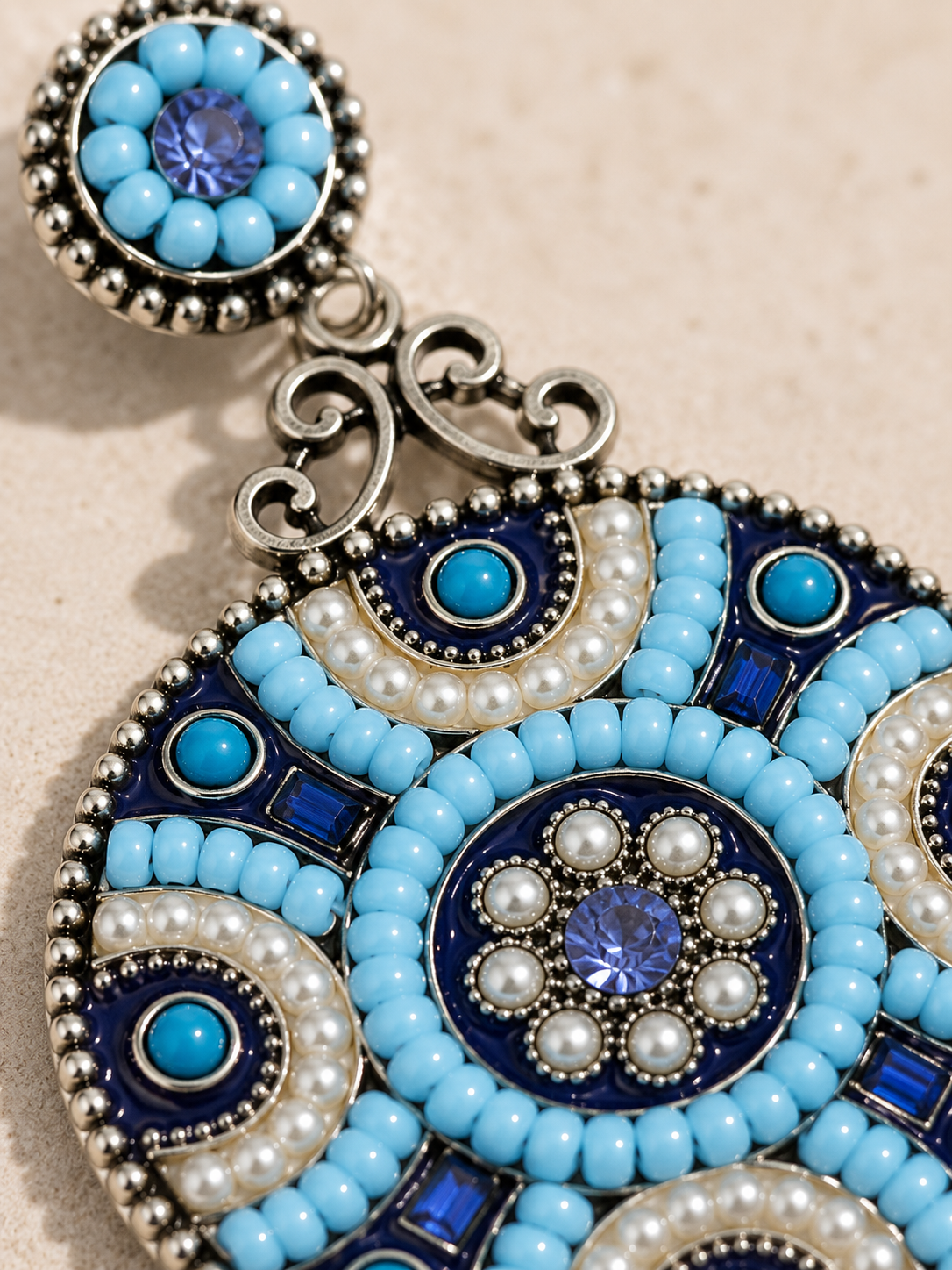 Mosaic Statement Earrings – Boho Beaded Disc Earrings