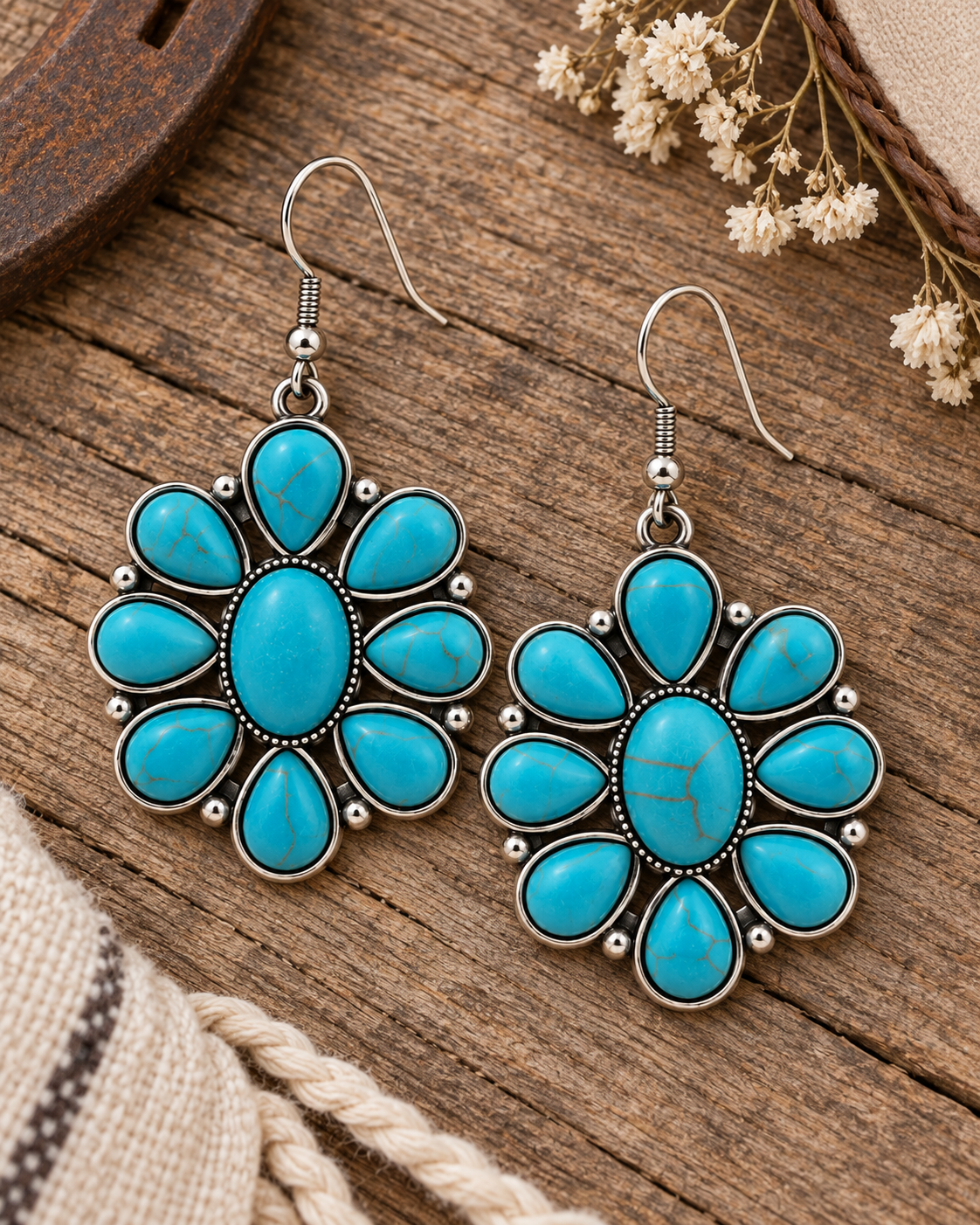 Prairie Bloom Faux Turquoise Earrings