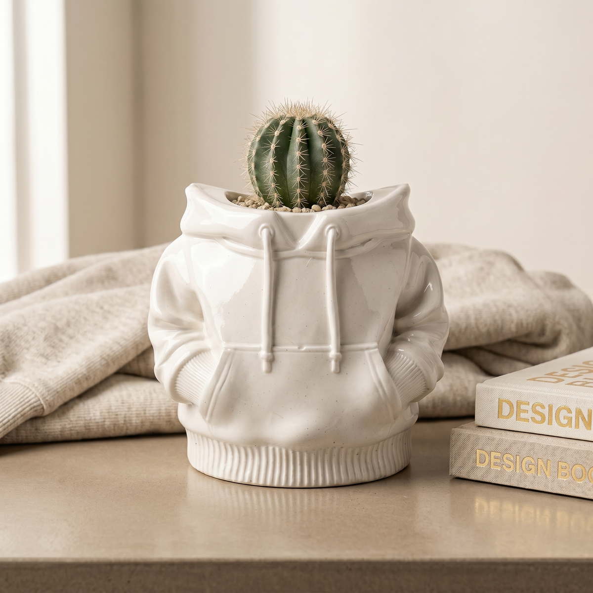 Hoodie Planter – Gypsum White 4"