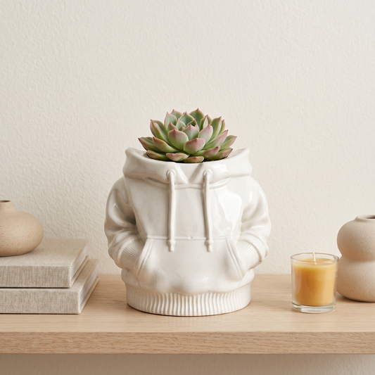 Hoodie Planter – Gypsum White 4"