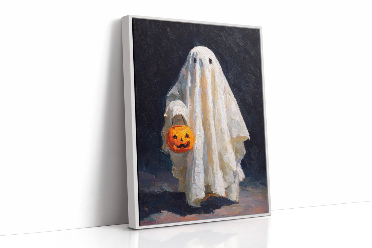 Harvest Moon & Mischief Ghost Halloween Wall Art